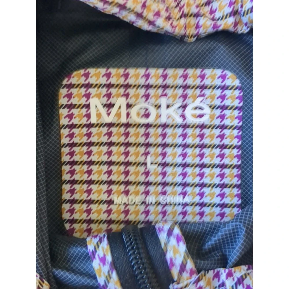 Moke Apparel Ultra‎ Lightweight Debbie Raincoat Houndstooth Purple White Gold